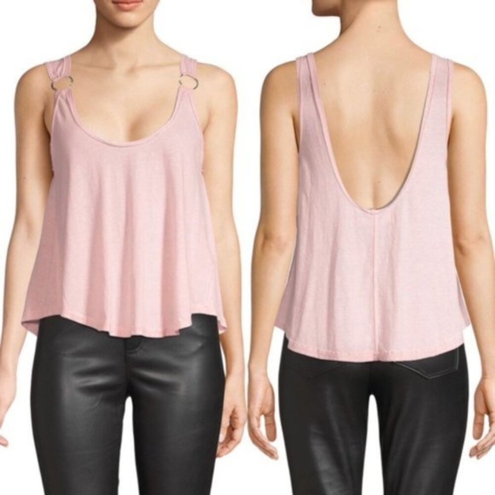 Sleeveless Ring-Detail Pink Tank Top